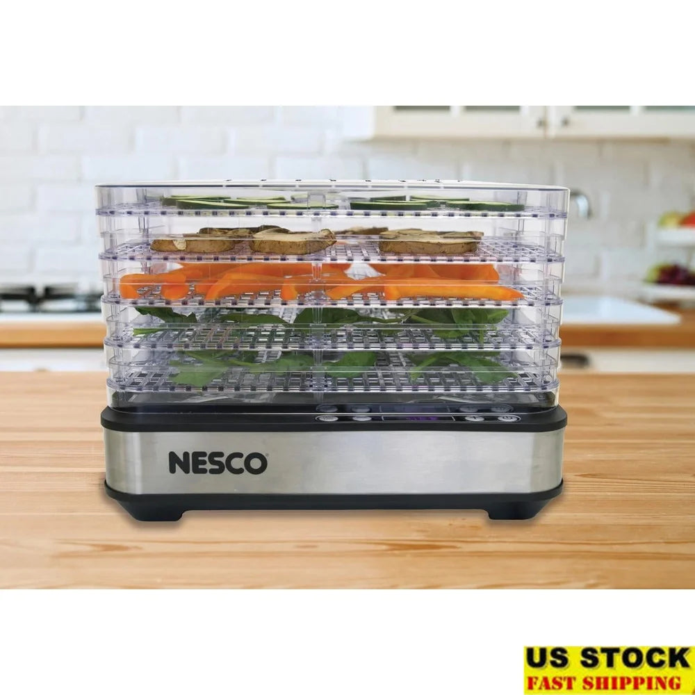 5 Tray Digital Dehydrator With Timer And Temperature Control For Uniform Drying Compact Design Kitchen Appliance