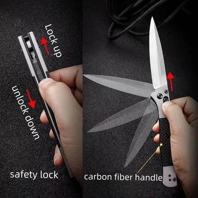 Portable Multifunctional Tactical Folding Knife with Carbon Fiber Handle and CNC Precision Grinding Process