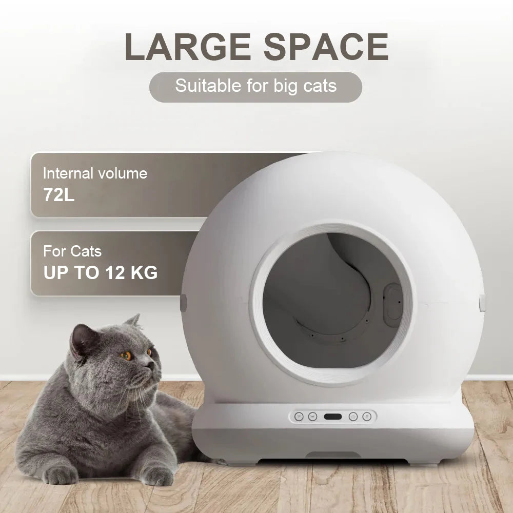 Automatic Self Cleaning Cat Litter Box 72L With App Control For Big Cats