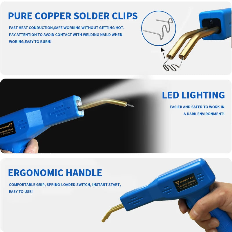 Bumper Repair Torch Kit Plastic Welder Heat Stapler Soldering Iron EU 220V - Complete Bumper Repair Tool Set for Car Body Work
