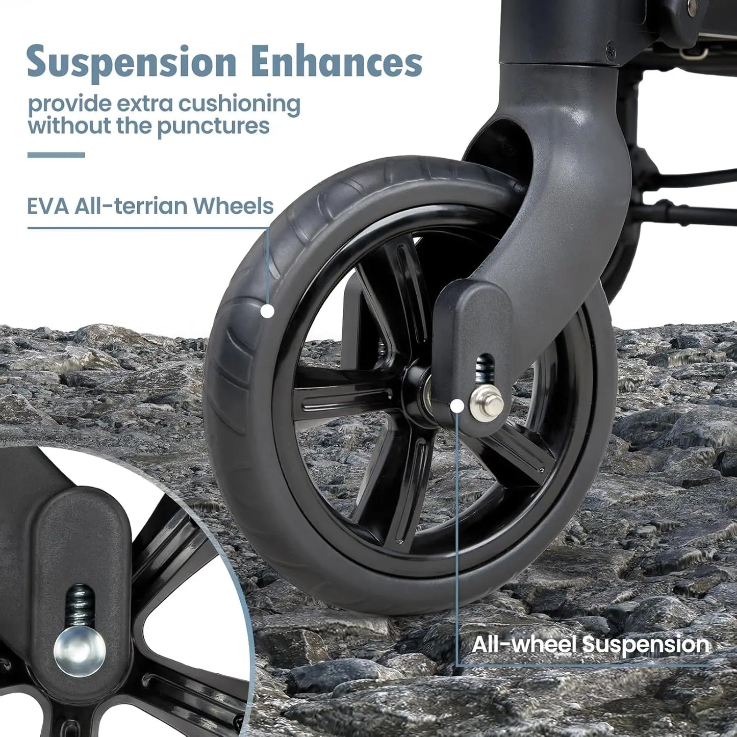 Wagon Stroller for 2 Kids High Seat and 5 Point Harness Foldable All Terrain Wagon for Toddler with Canopy Parent Organizer Adjustable Handlebar Black