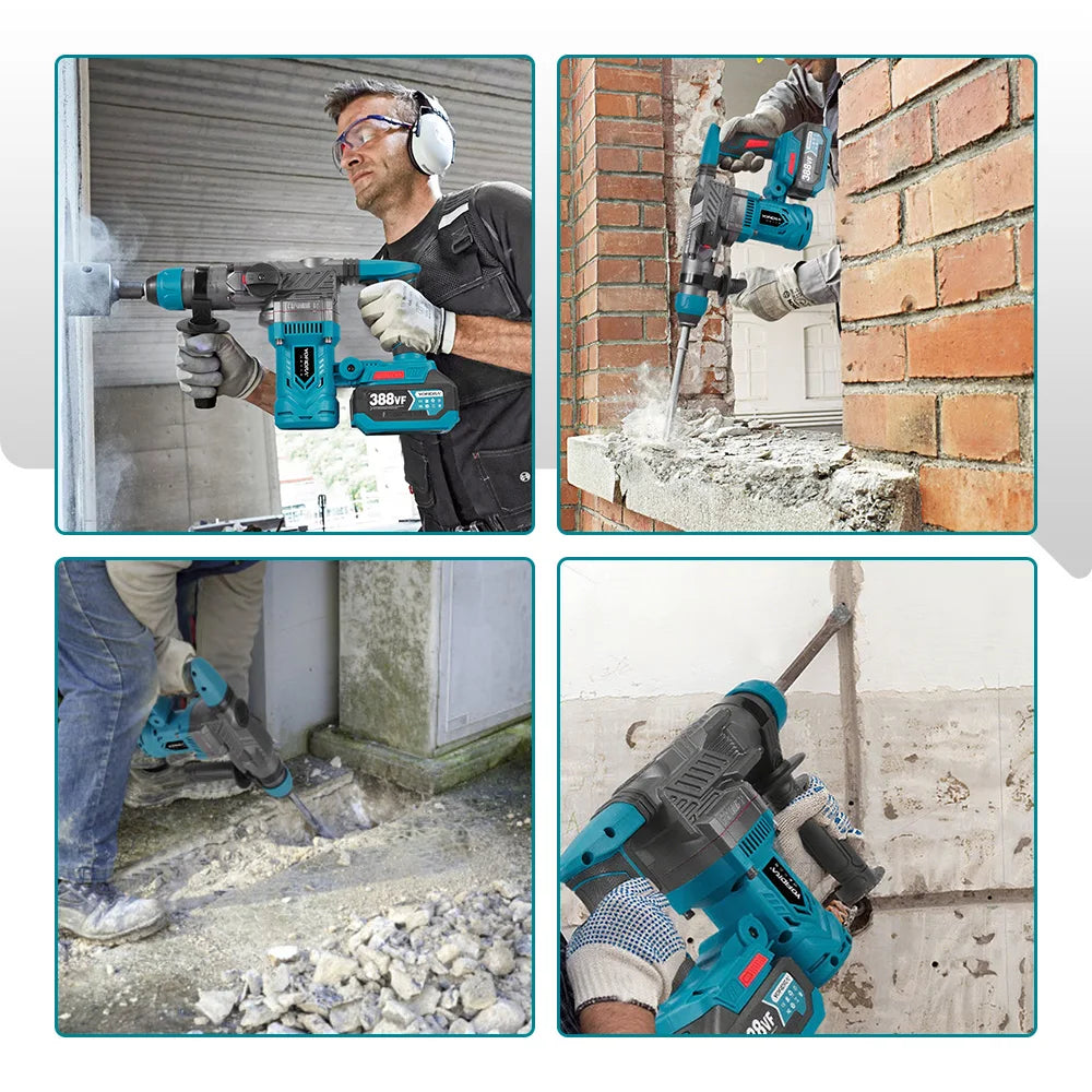 YOFIDRA 2200W Brushless Electric Hammer Impact Drill 6400IPM Multi-Screwdriver Rotary Drilling Power Tool For Makita Battery Pin