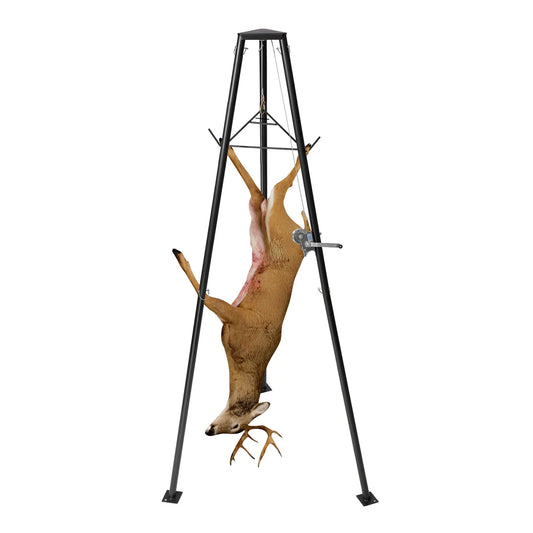 SucceBuy 500 lbs Tripod Deer Hoist Winch Lift with Gambrel & Manual Winch Hunting Game Hoist for Cleaning Skinning and Moving