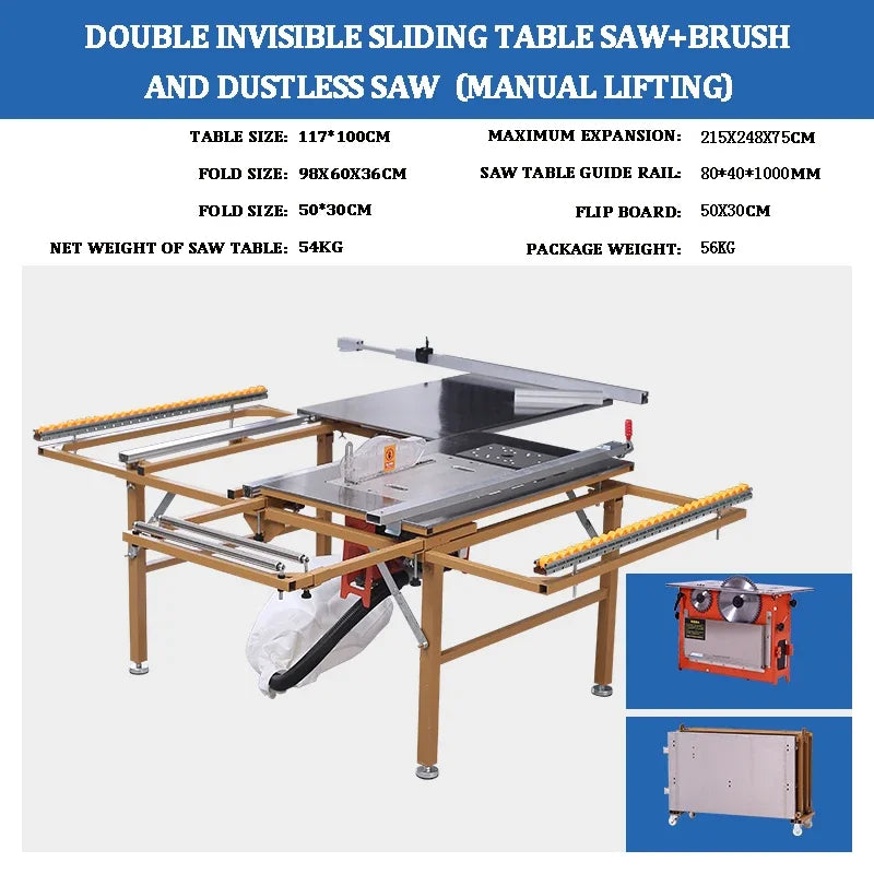 Manufacturer Direct Sales Multifunctional Woodworking Saw Table Dust-free Saw Precision Guide Folding Electric Panel Saw