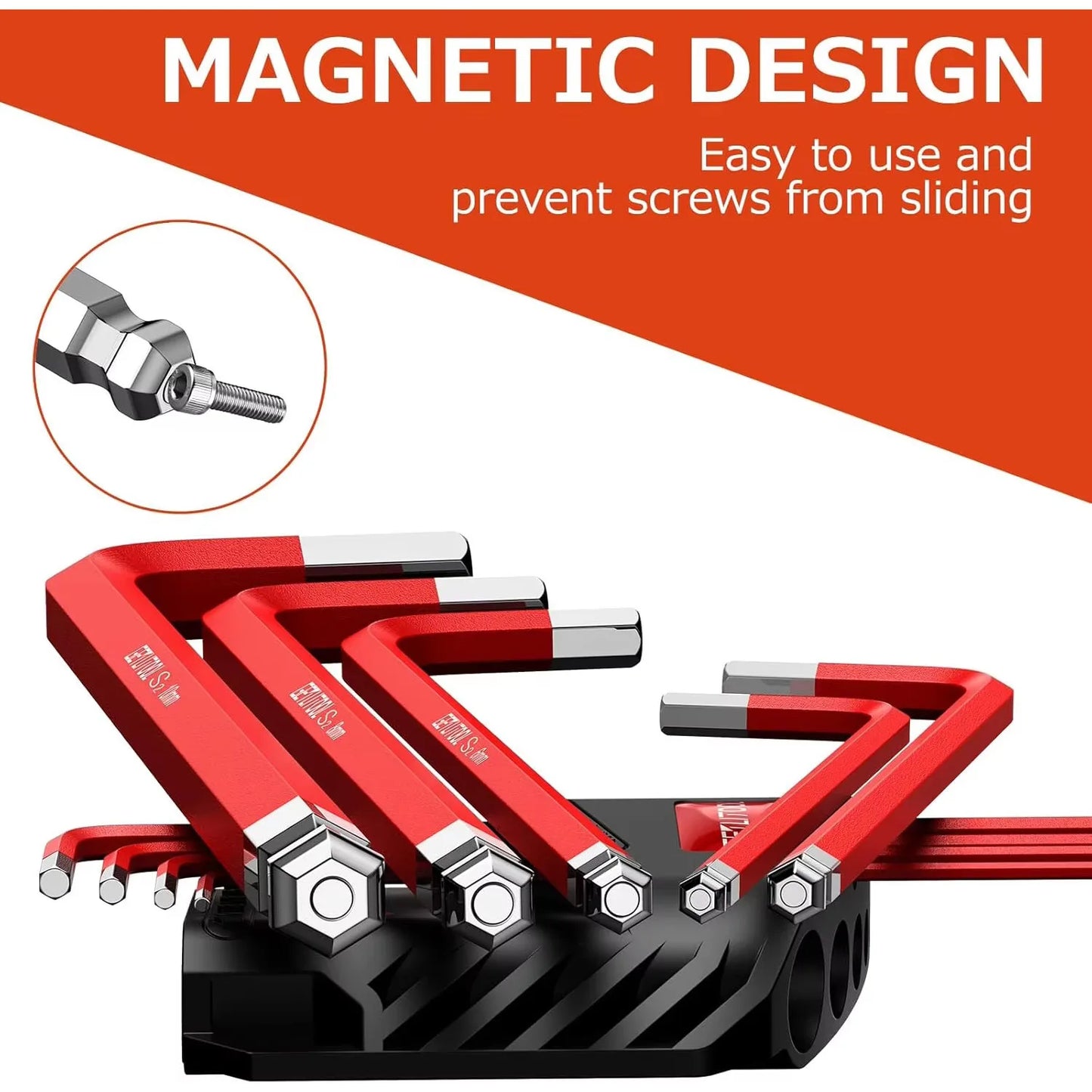 9pc Magnetic S2 Steel Metric Allen Key Set Long Arm BallEnd