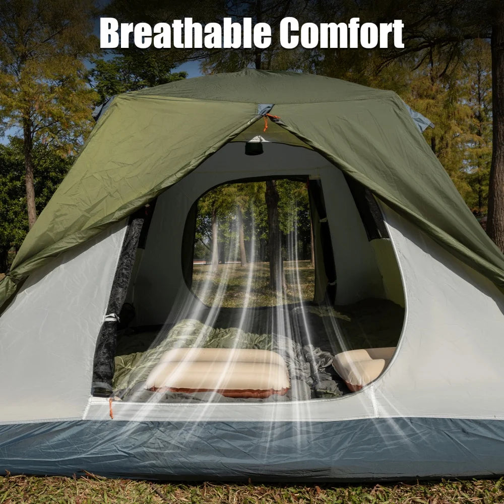 Night Cat Cabin Tent with Vestibule: 2-4 Persons Pop Up Camping Tent Double Layers Easy Quick Setup Waterproof  Instant Set Up Tent
