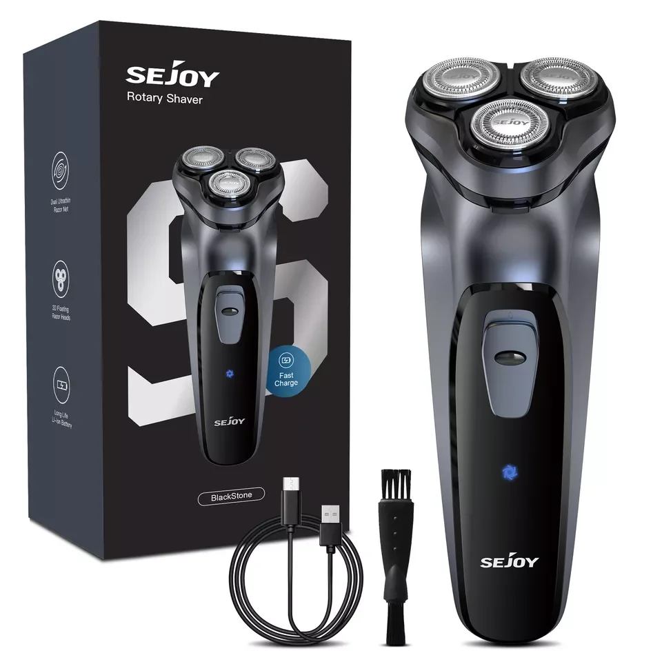 SEJOY Rechargeable Wet And Dry Electric Shaver Rotary Head Trimmer For Men