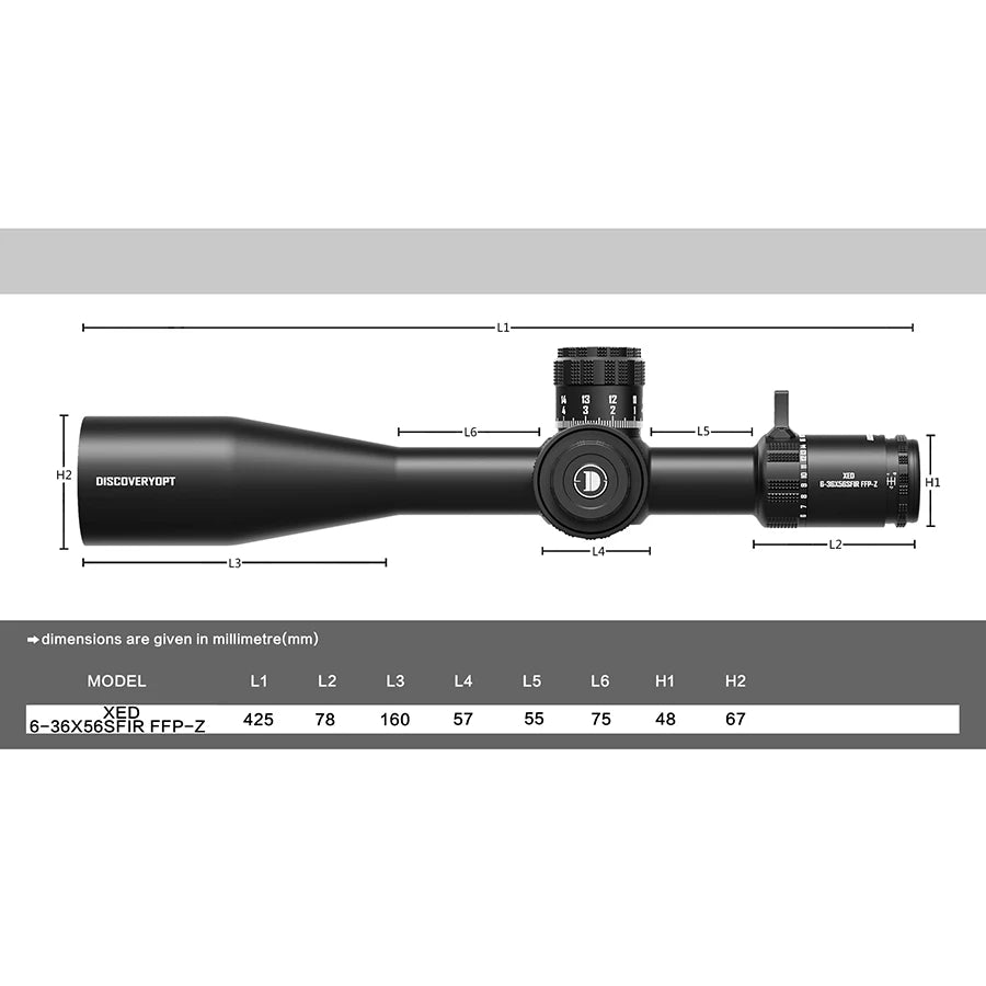 DiscoveryOpt Xed 6 To 36X56SFIR FFP Riflescope MRAD