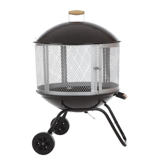 Fire Pit Bessemer Rolling Patio Fireplace Wooden Bonfire Porcelain Enamel Wood Burning With Wheels