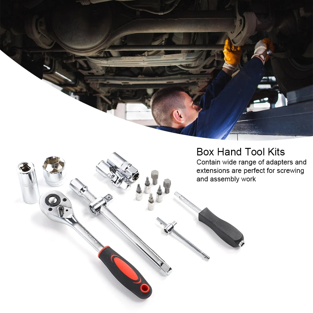108 Pcs Ratchet Wrench Socket Set 1/4 Inch 1/2 Inch CR40 Steel Tool Case Hand Tool Kit
