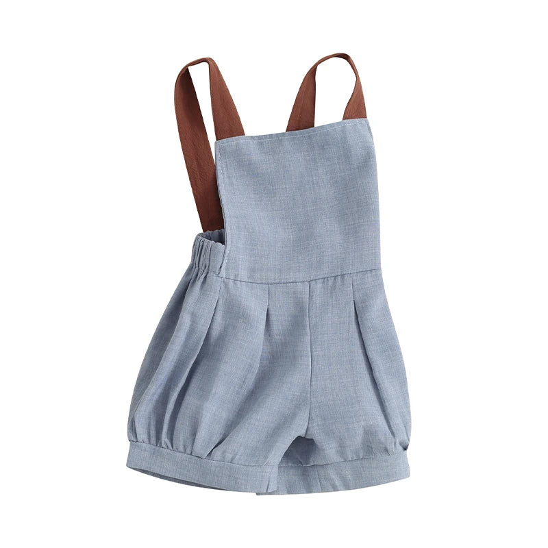Infant Boys Denim Shortall Romper Sleeveless Summer Toddler