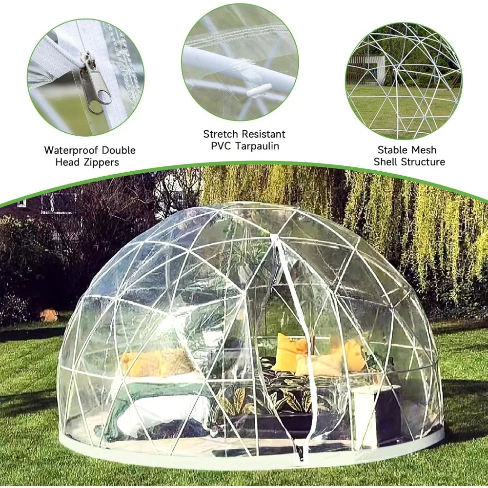 Garden Dome Bubble Tent 9.5x5.7ft PVC Greenhouse Lights