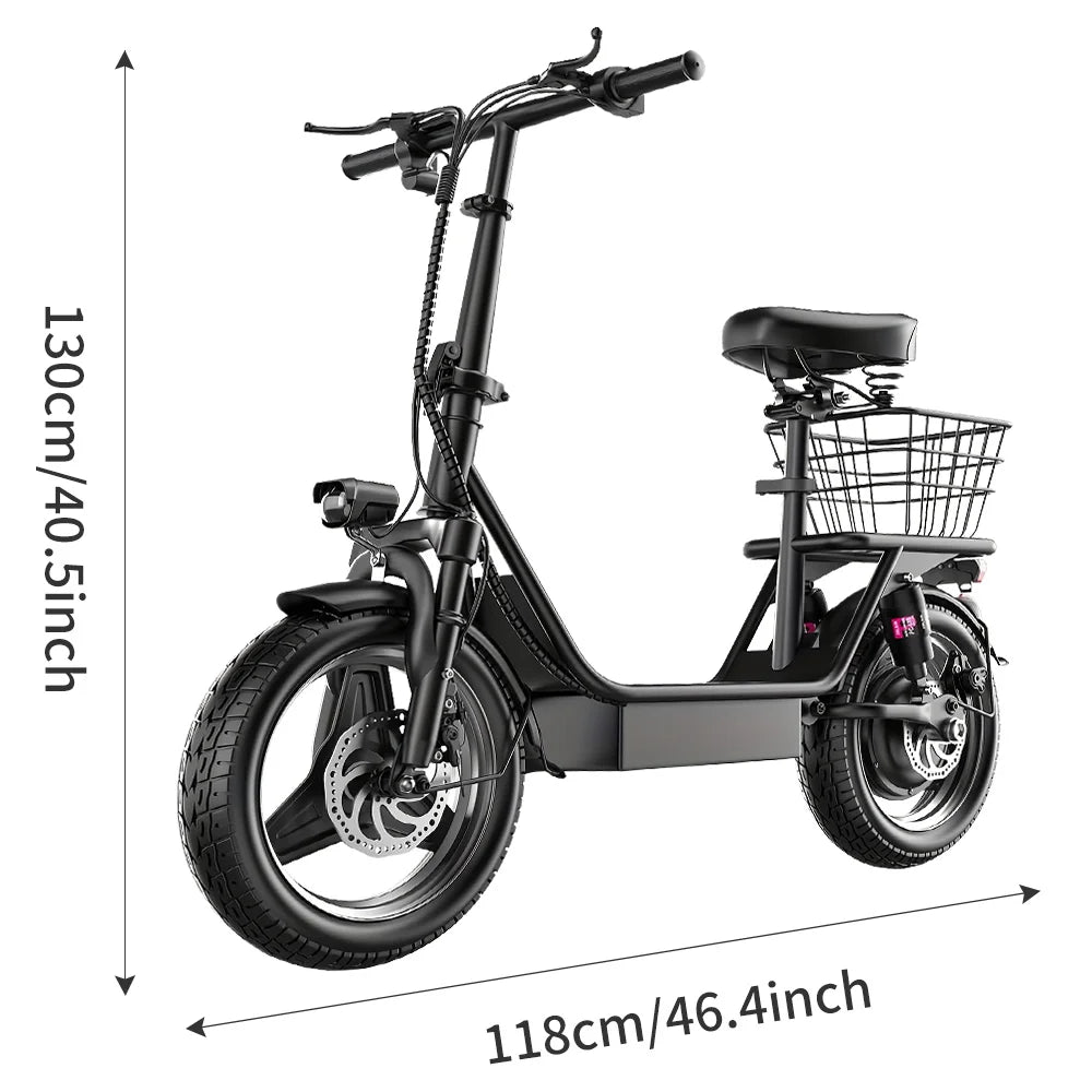 Electric Scooter For Adults 500W 48V With Seat And Basket