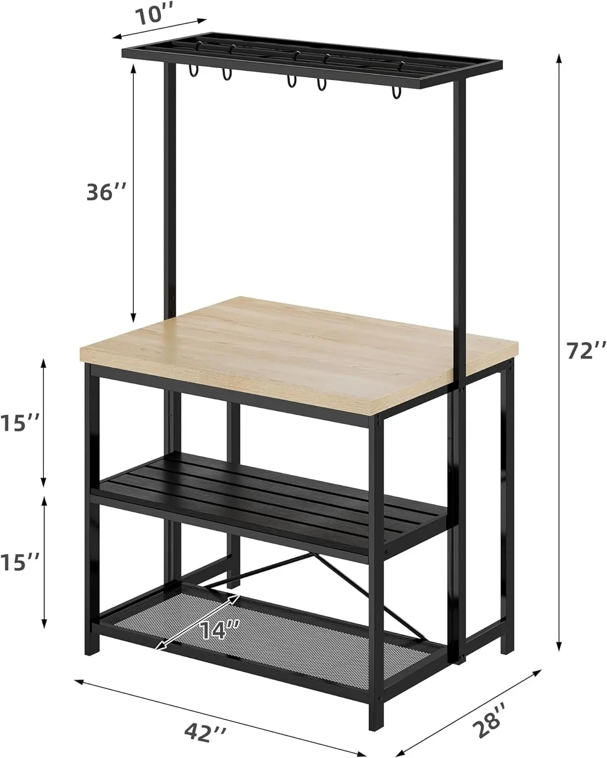 Kitchen Island with Storage Bakers Rack with Power Outlet Microwave Stand Oven Shelf Bar Table