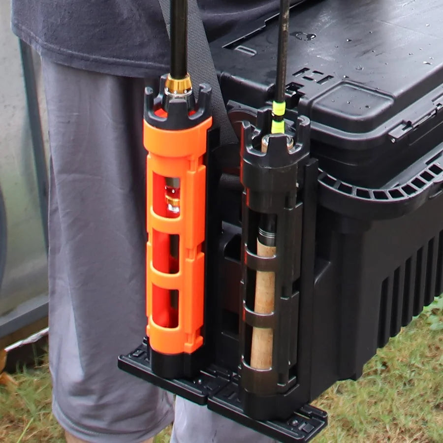 Ackibbik Large 11L Fishing Box Two Layer Tackle Storage with Two Rod Holders and Two Cup Holders