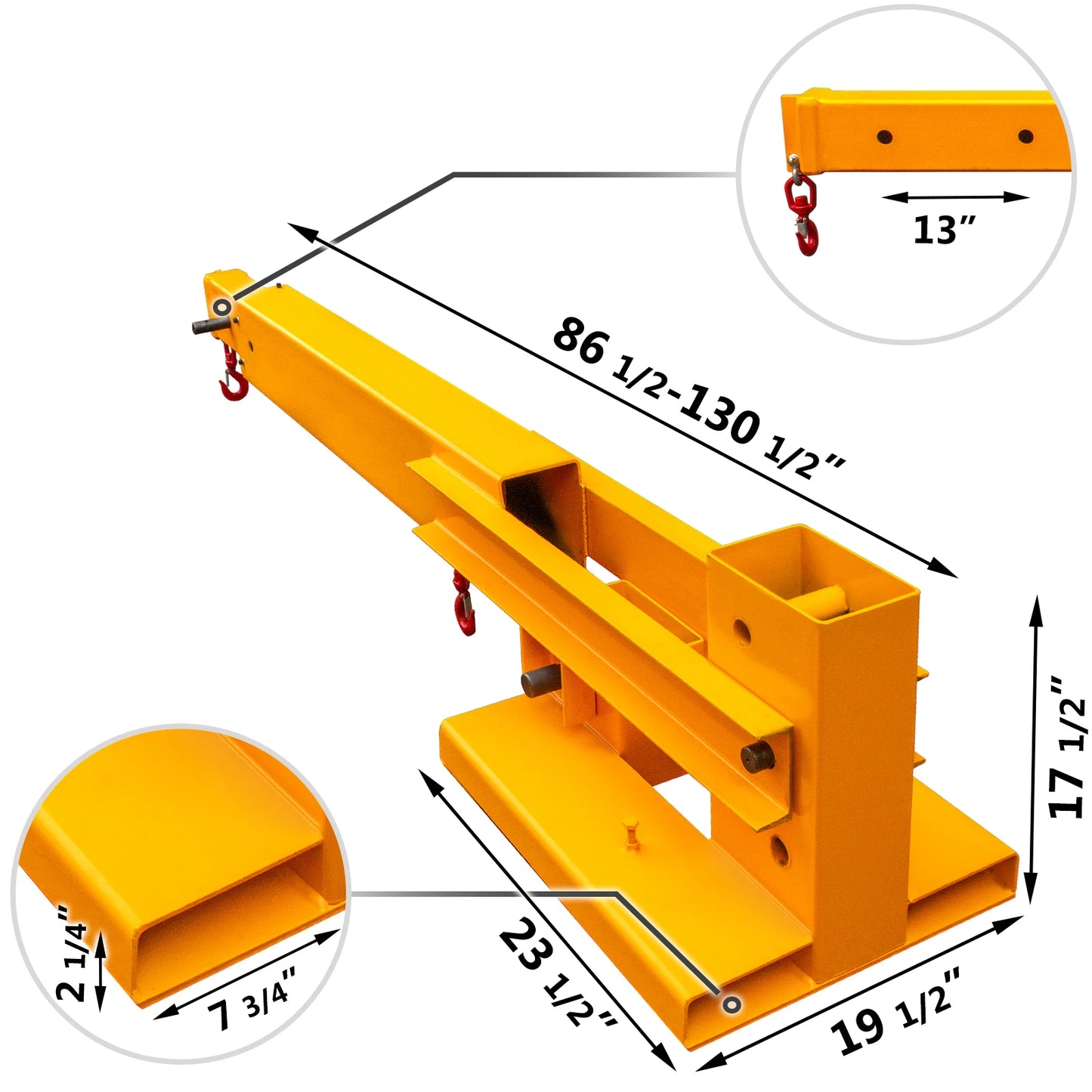 SucceBuy 6000 Lbs 3T Forklift Mobile Crane Lifting Hoist With Truss Jib Boom