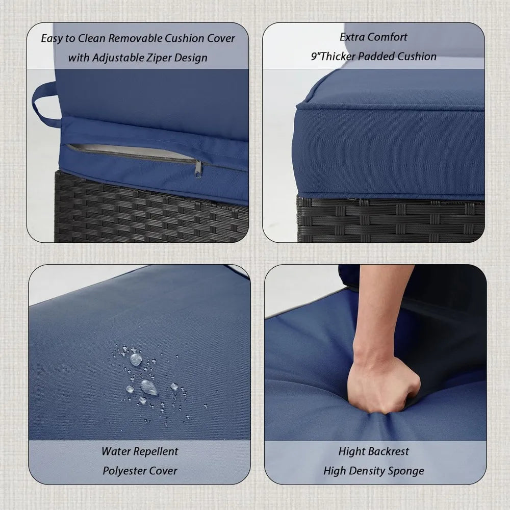 7 Piece Outdoor Patio Furniture Set Sectional Conversation Sofa with Coffee Table L Shape Design for Garden and Deck