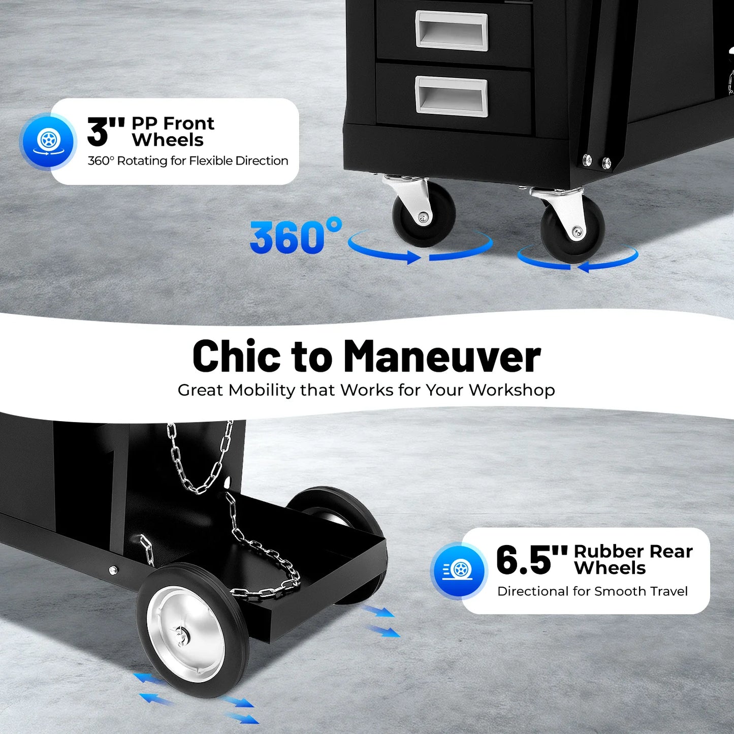 Welding Cart Rolling Welding Car with 4 Drawers Welding Carts 80kg Capacity with Safety Chains for Mig/Tig Welder and Plasma Cut