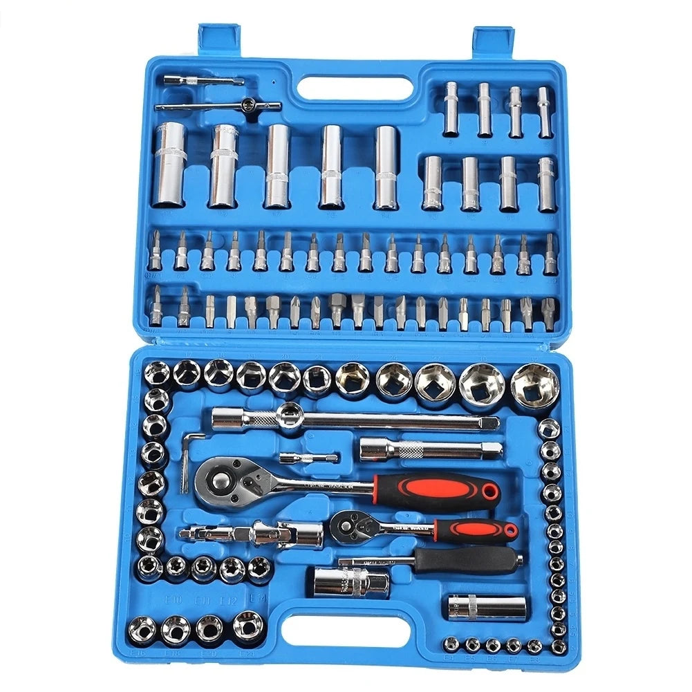 108 Pcs Ratchet Wrench Socket Set 1/4 Inch 1/2 Inch CR40 Steel Tool Case Hand Tool Kit