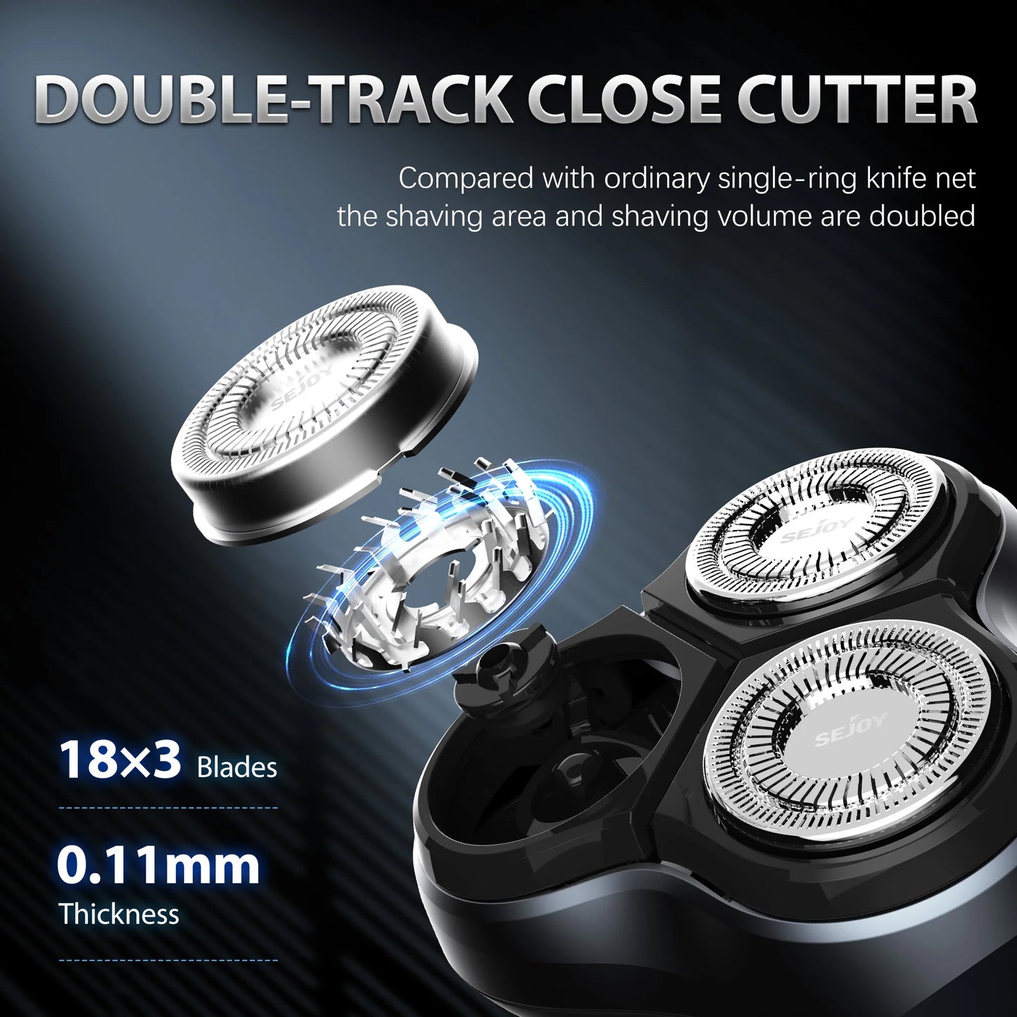 Sejoy 2 In 1 Electric Rotary Shaver Type C 3D Floating Blade Washable