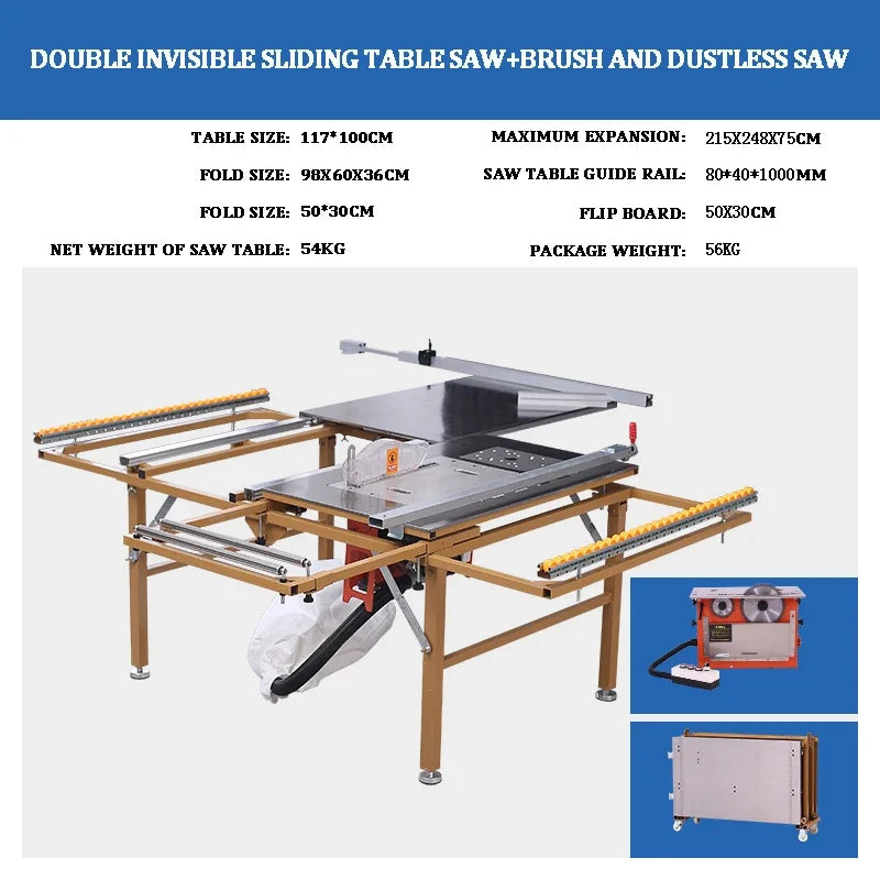Manufacturer Direct Sales Multifunctional Woodworking Saw Table Dust-free Saw Precision Guide Folding Electric Panel Saw