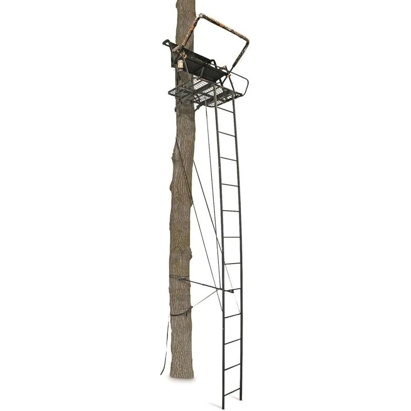 XTL 20 Foot Tall Climbing Safety System 2 Person Seat Deer Hunting Ladder Tree Stand with Flip Up Shooting Rail