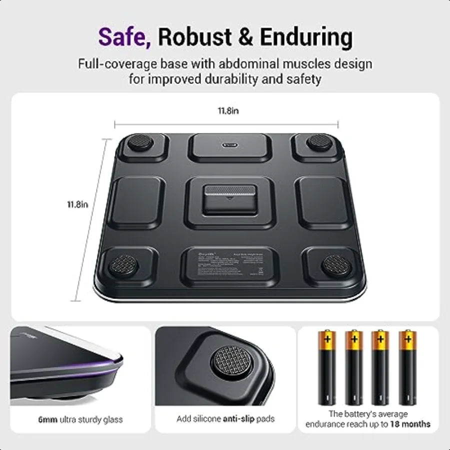 Digital Bathroom Scale 450lb 0.05lb Precision Automatic Weighing