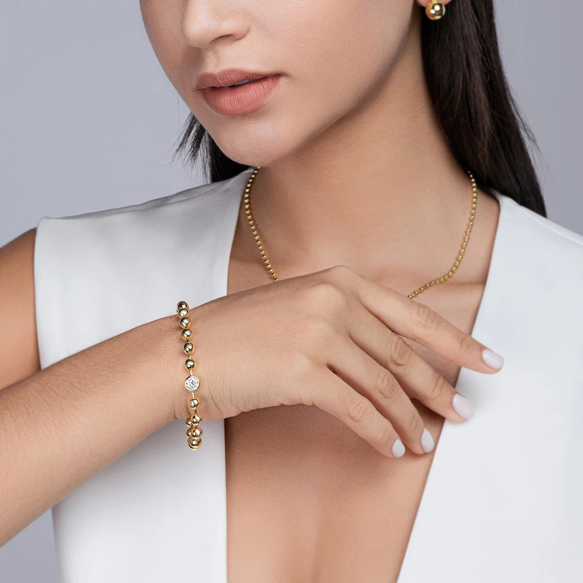 Jiuzuan 1Ct Moissanite Bracelet S925 Silver 18K Gold Plated Hypoallergenic Gift