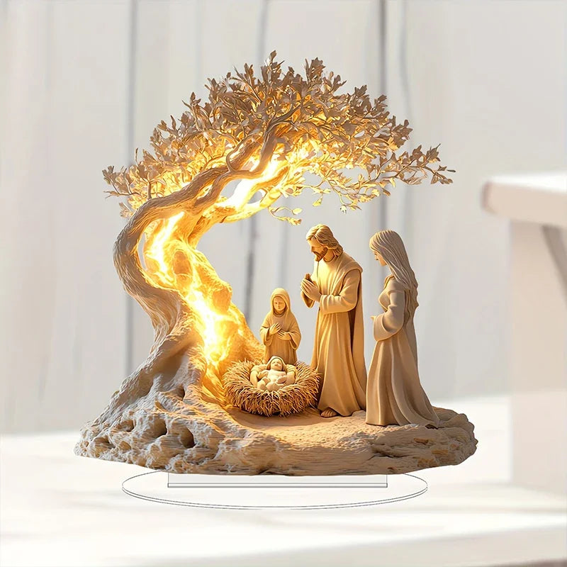 Easter 2D Nativity Figurine Tabletop Decor Set Church Gift