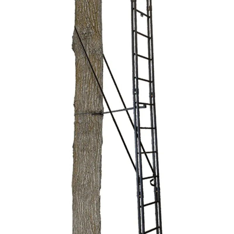 20" Tall Tree Stand, Single Steel Ladder with Adjustable Padded Shooting Rail and Flip-Back Footrest, for Big Game & Hunting