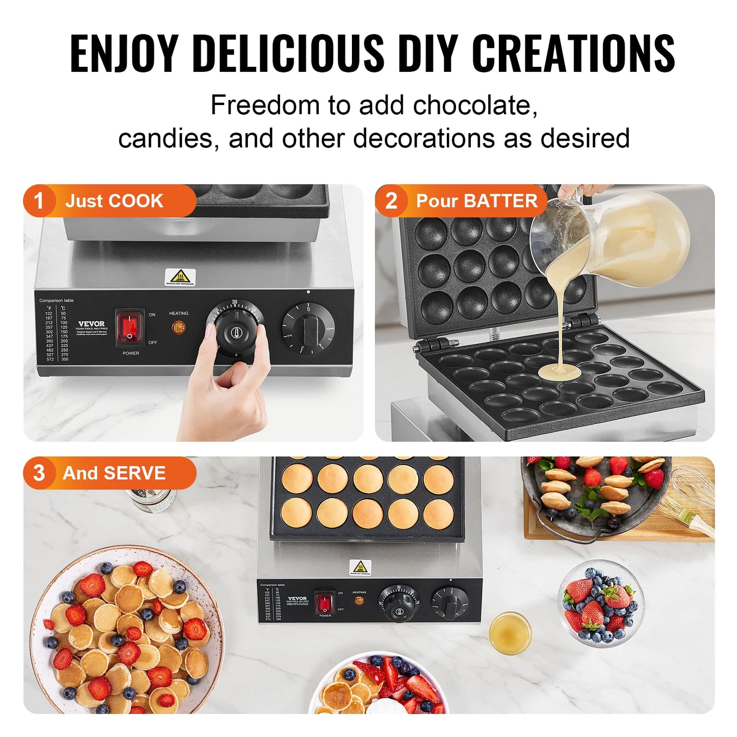 SucceBuy 25 Piece Electric Waffle Maker Mini Dutch Pancake Dorayaki Machine for Kitchen Home Appliance Snack Gaufriers