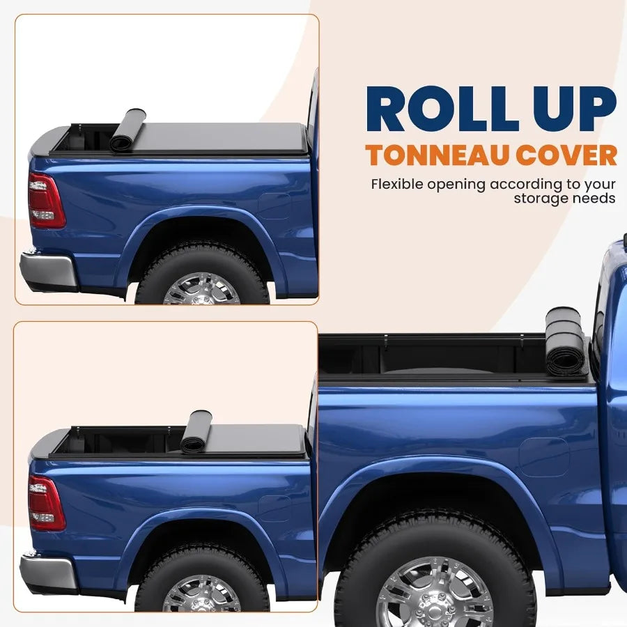 Roll Up Soft Vinyl Tonneau Cover For Dodge Ram 1500 Fleetside 2009 To 2024