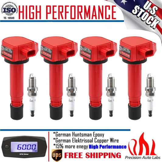 4 Pack Ignition Coil Platinum Spark Plug For 2006 2011 Honda Civic 1 8L UF582
