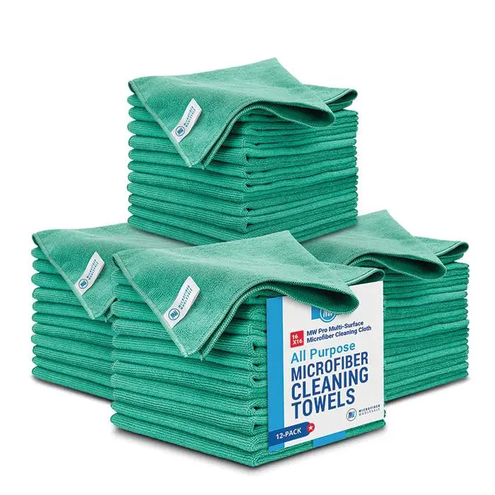 48 Pack 16 Inch by 16 Inch Microfiber Cleaning Towels Highly Absorbent Lint Free Multi Purpose Safe