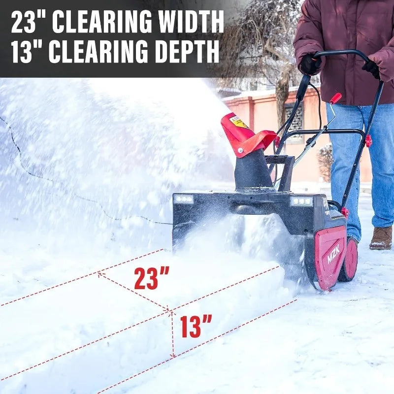 MZK 23 Inch Electric Walk Behind Snow Blower with 30 Foot Throwing Distance and 15 Amp Motor