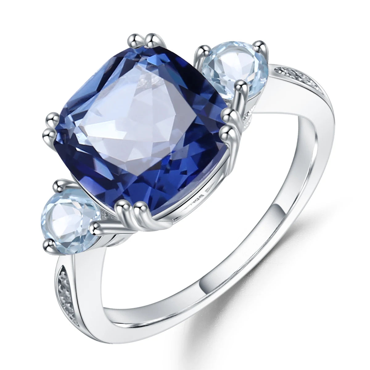 Gem's Ballet 5.22Ct Iolite Blue Mystic Quartz Sky Blue Topaz Rings  AU750 585 14K 10K 18K Gold 925 Silver Ring Jewelry For Women