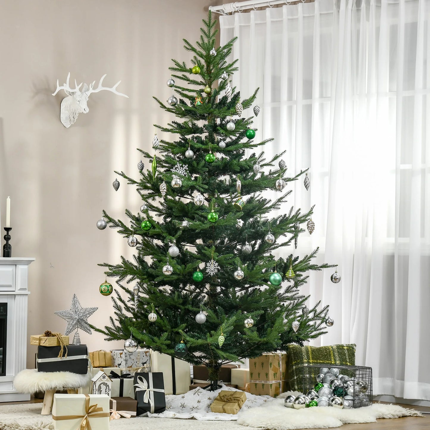 6-7.5ft Artificial Christmas Tree Realistic Branch Tips Auto Open For Party