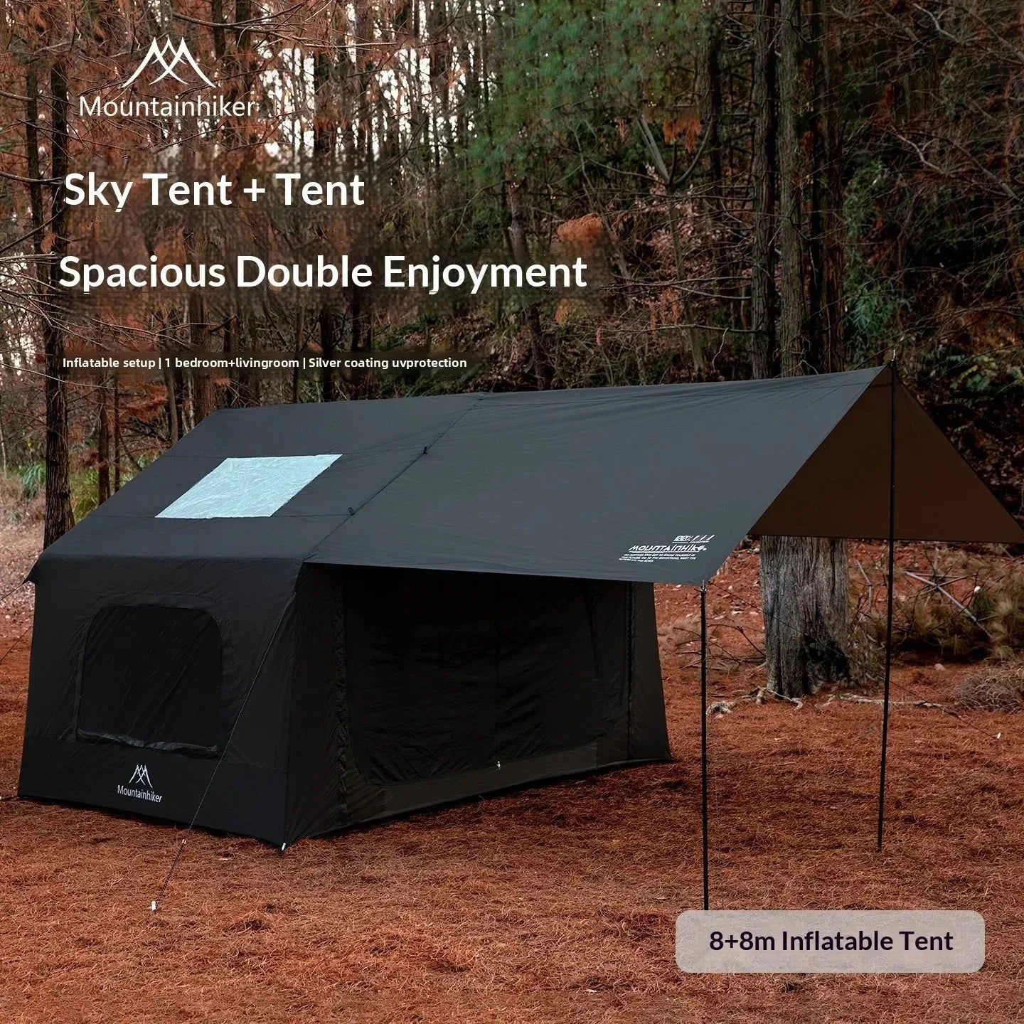 8x8m Inflatable Camping Tent With Manual Pump Easy Setup MountainHiker