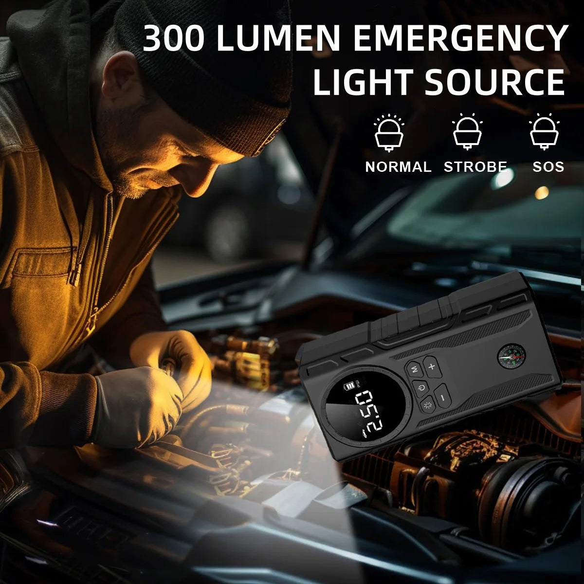 4000A Jump Starter Air Compressor 150PSI Portable For 9L Gas