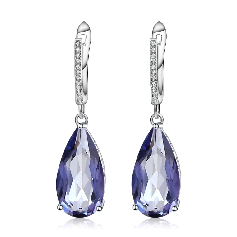 Gems Ballet Green Agate Drop Earrings 10x20mm Fine Jewelry 925 Sterling Silver