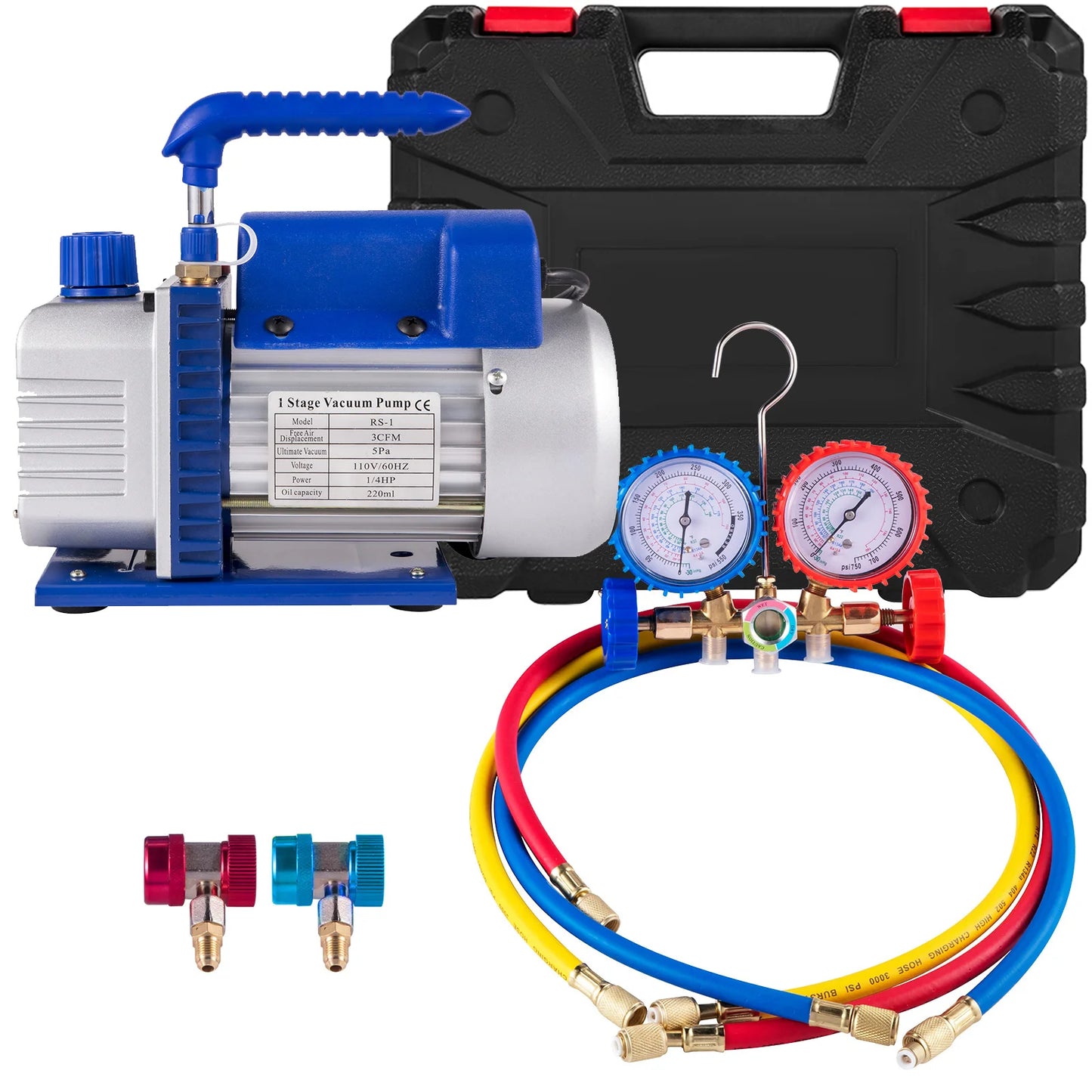 SucceBuy 3CFM 1 4HP Single Stage Vacuum Pump For HVAC R134a R12 R22 R410a Kit