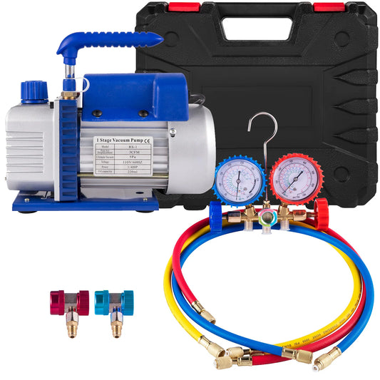 SucceBuy 3CFM 1 4HP Single Stage Vacuum Pump For HVAC R134a R12 R22 R410a Kit