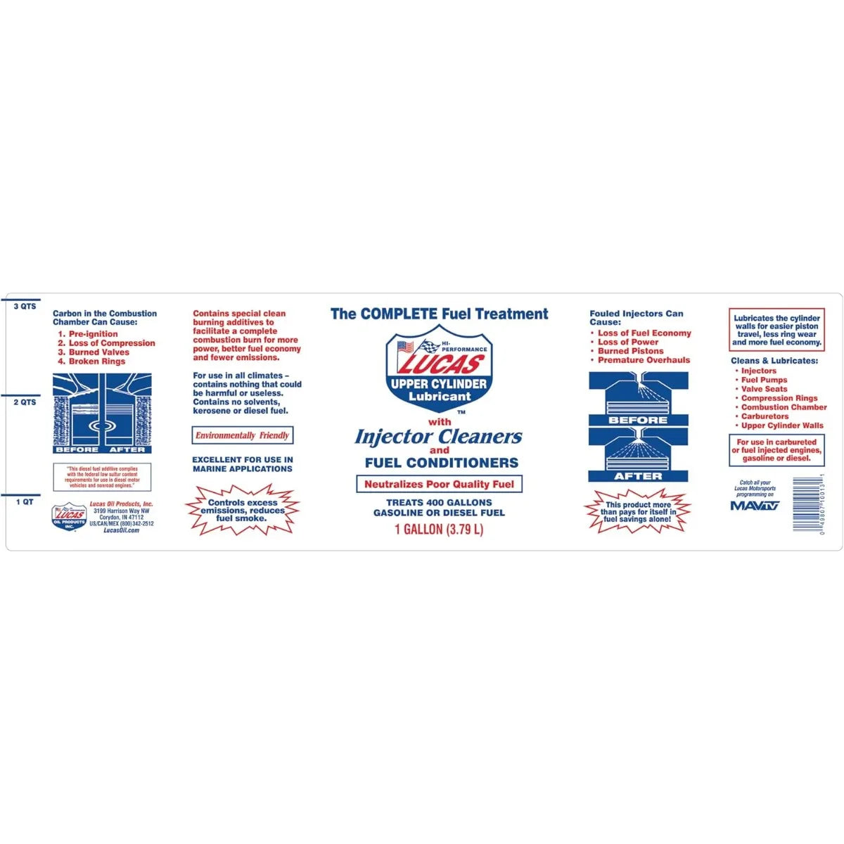 Lucas Oil 10013 Fuel Treatment Four Pack Gallon Injector Cleaner Universal Fit