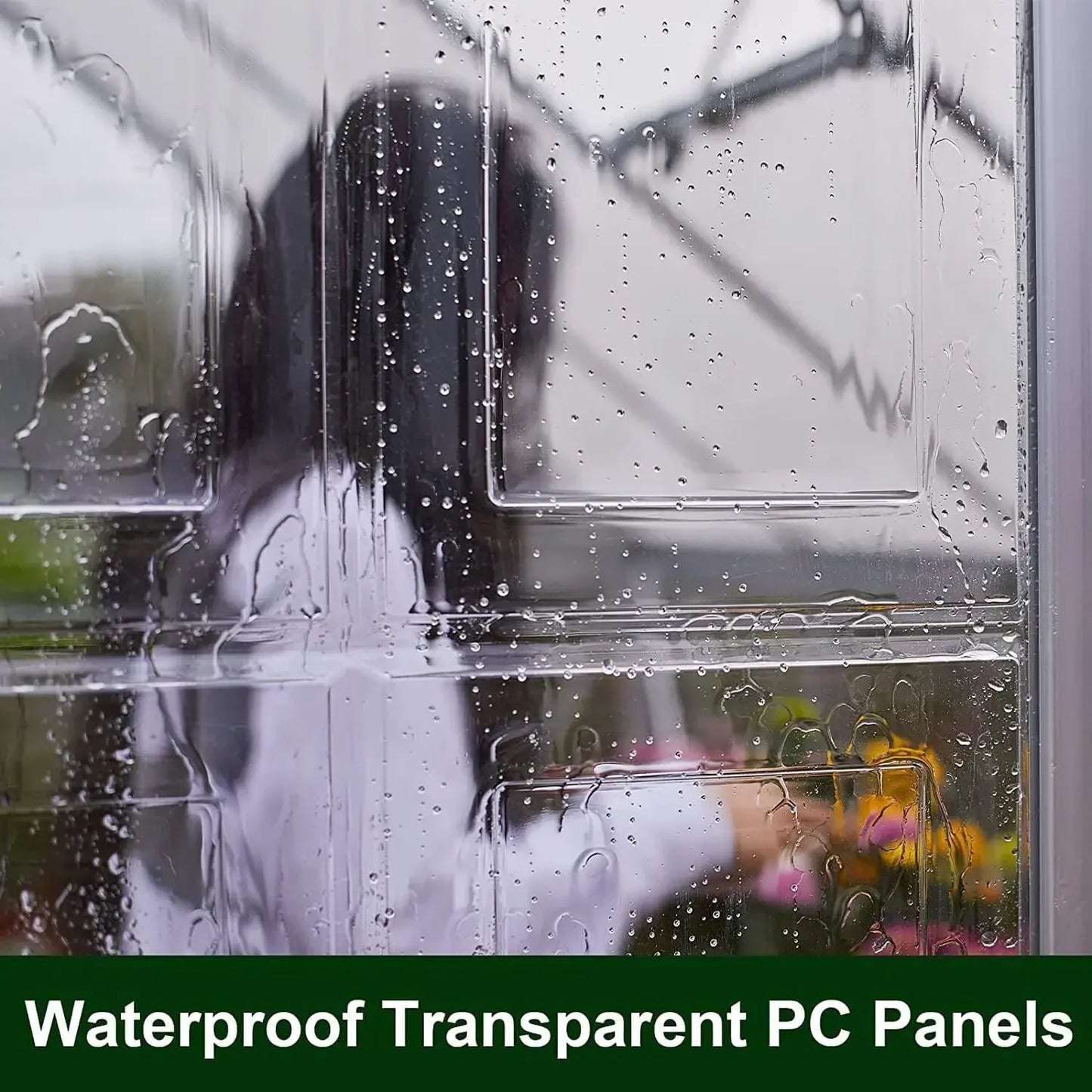 6x8 FT Hybrid Polycarbonate Greenhouse with Vent Windows and Lockable Hinged Door Walk-In Hobby Greenhouse