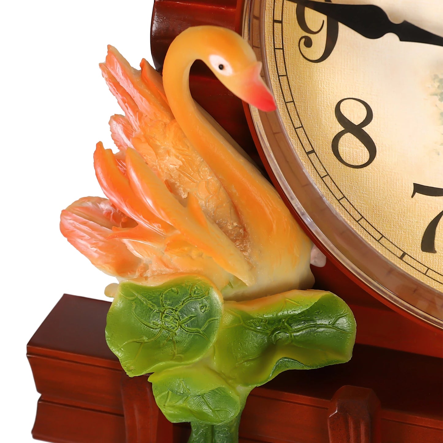 Creative Reddish Brown Wall Clock for Living Room Decor Battery Operated Silent Plastic Clock