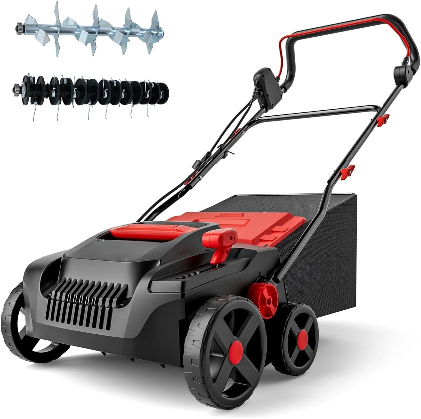 15 Inch 2 in 1 Electric Dethatcher and Scarifier with Removable 5 Position Height Adjustment Lawn Dethatcher