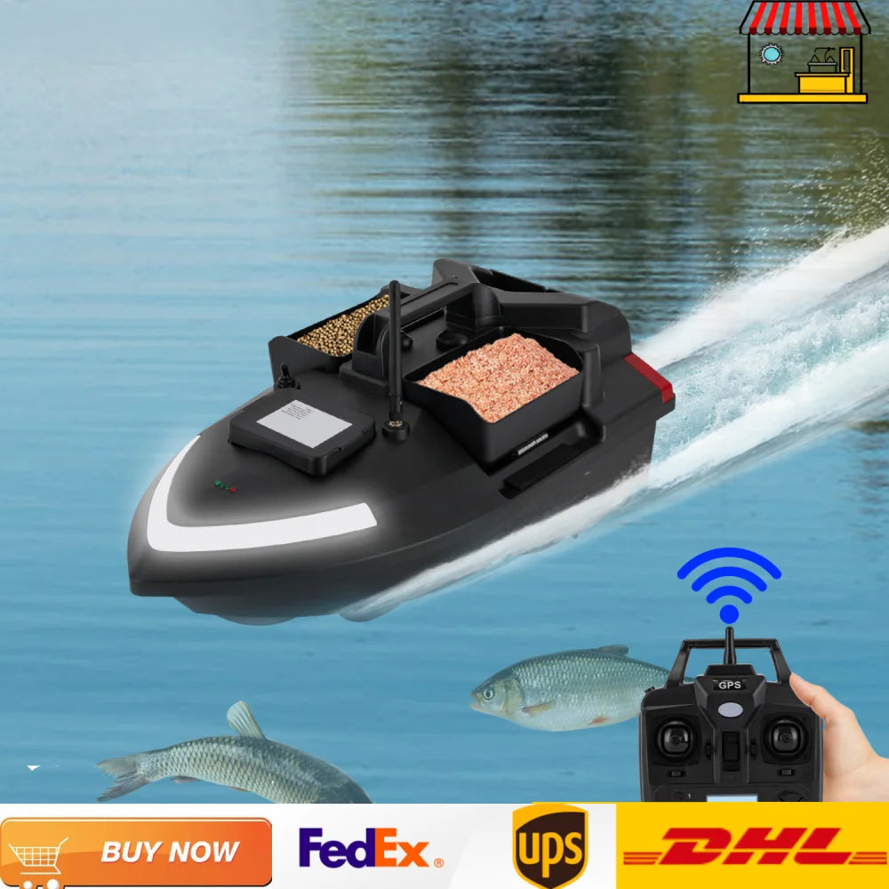 Rechargeable Fishing Bait Boat 500m Remote Control GPS Fish Finder with Charger