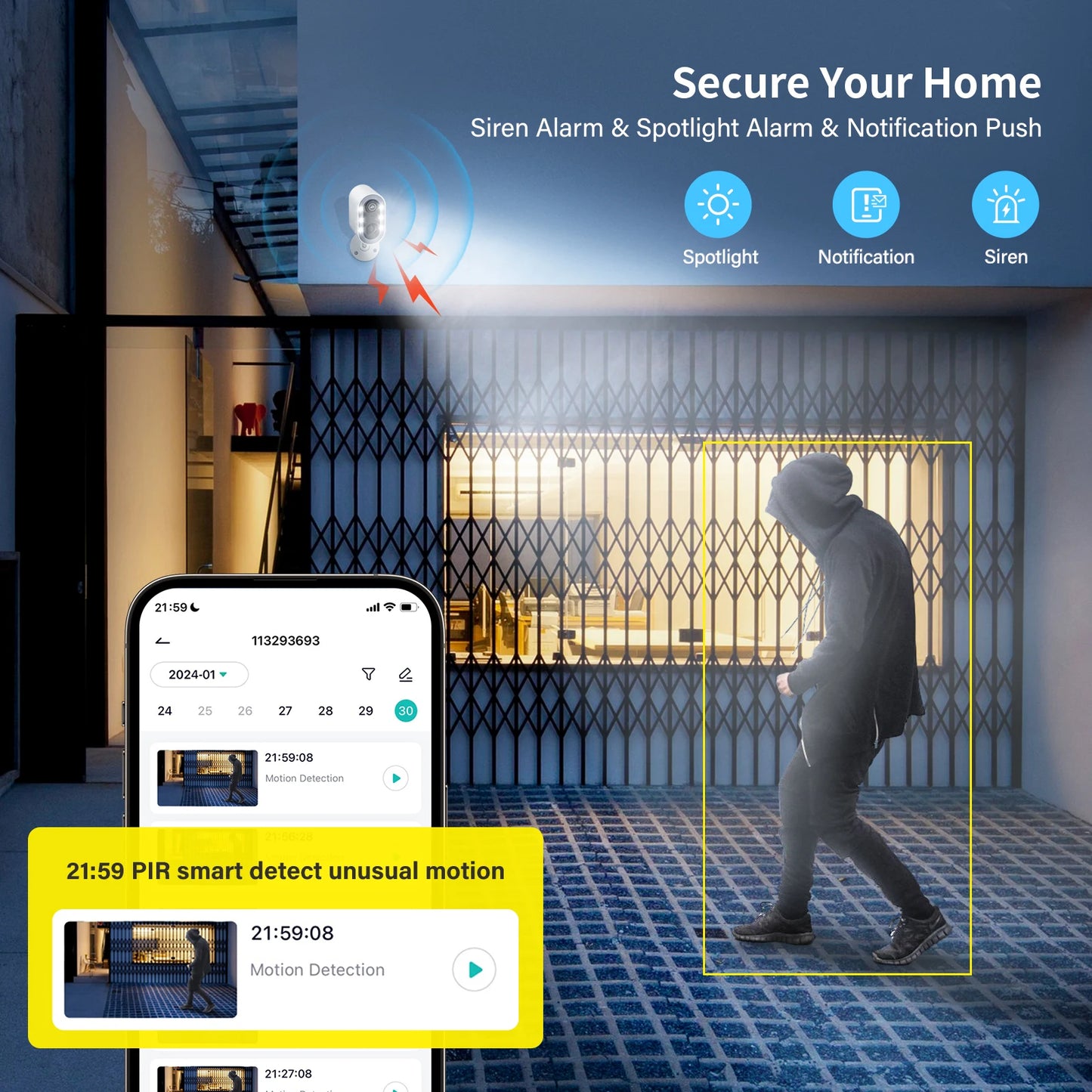 Jennov 5MP Wireless Security Camera Battery Powered with Color Night Vision and Two Way Talk for Outdoor Home Use