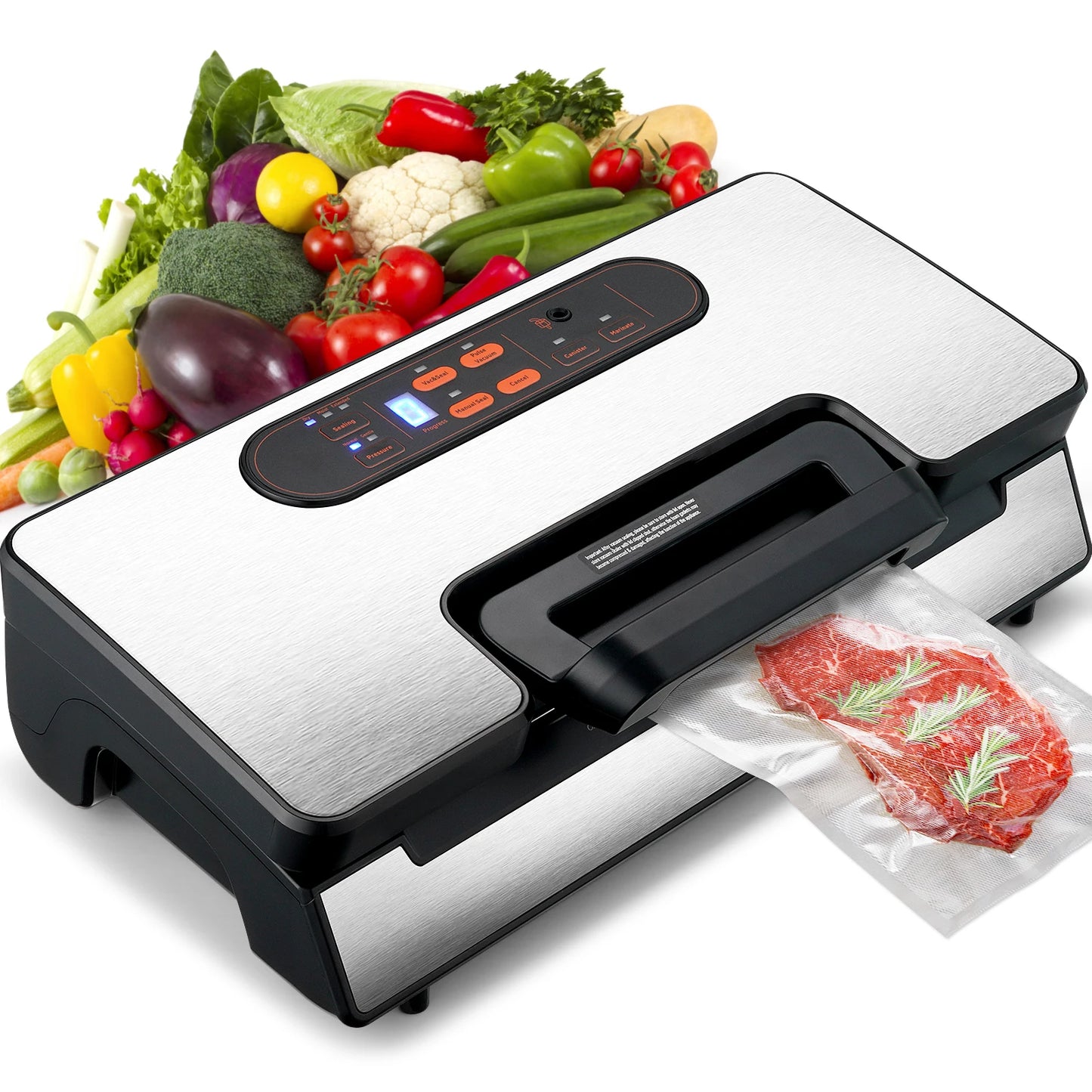 SucceBuy 90Kpa 130W Vacuum Sealer For Food Packaging With Free 10 Vacuum Bags For Household Kitchen