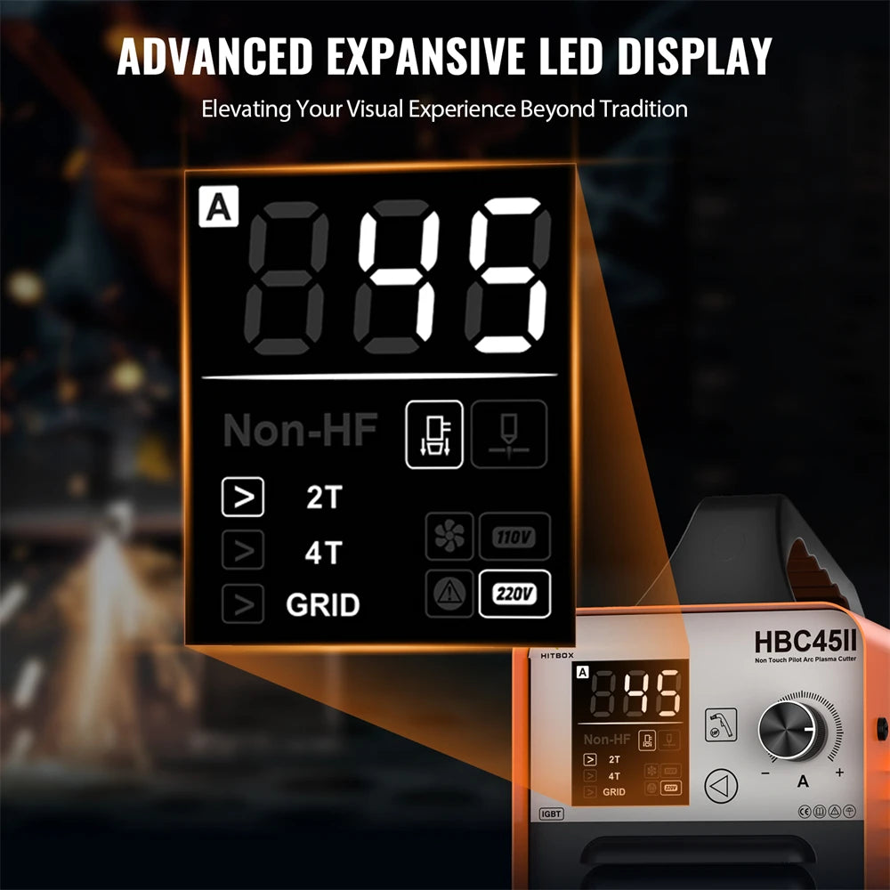 Hitbox 45A Plasma Cutter Non HF Non Touch 2T 4T IGBT Inverter With Smart LED